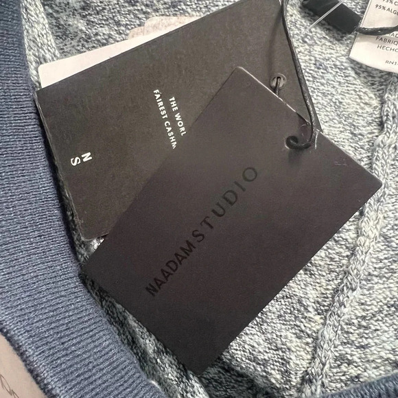 Naadam High Waisted Knit Bike Shorts in Light Blue Cotton Cashmere Size US Large - Picture 11 of 12